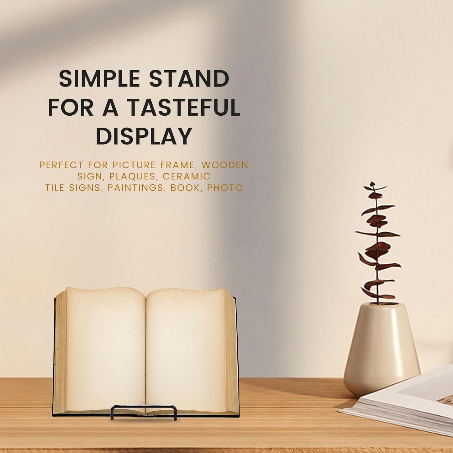 6 Pack 6 Inch Plate Stands for Display,Book Display Stand,Metal Plate Holder Display Stands,Small Easels for Display,Suitable for Books, Desktop Art, Images,Photos,and Collages