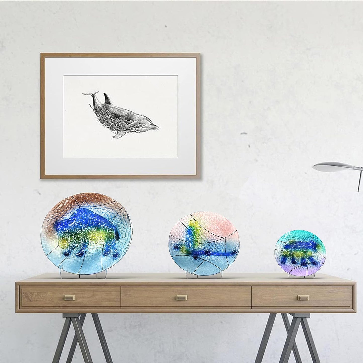 Boloyo 60-Degree Angle Acrylic Plate Display Stand , 3 Inch 2PC Clear Acrylic Display Holder Easel Base for Home Office Kitchen School Art Display