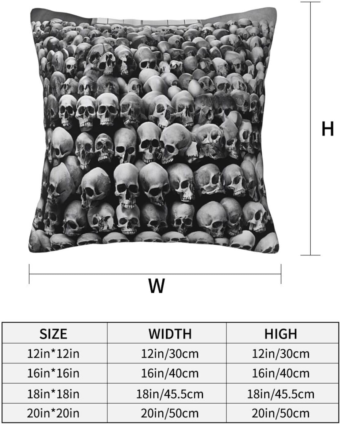 All-Season Square Pillow Covers 18"X18", Skulls Flowers, Decorative Throw Pillow Covers for Sofa Bed Couch, Hidden Zipper Cushion Cover, Square Lumbar & Accent Pillowcases for Home Decor
