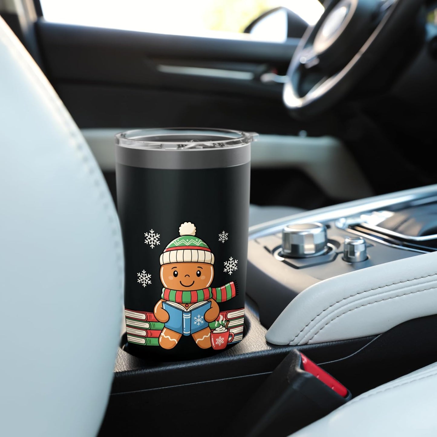 Gingerbread Reading Kids Christmas Book Lover Holiday Cozy Stainless Steel Insulated Tumbler
