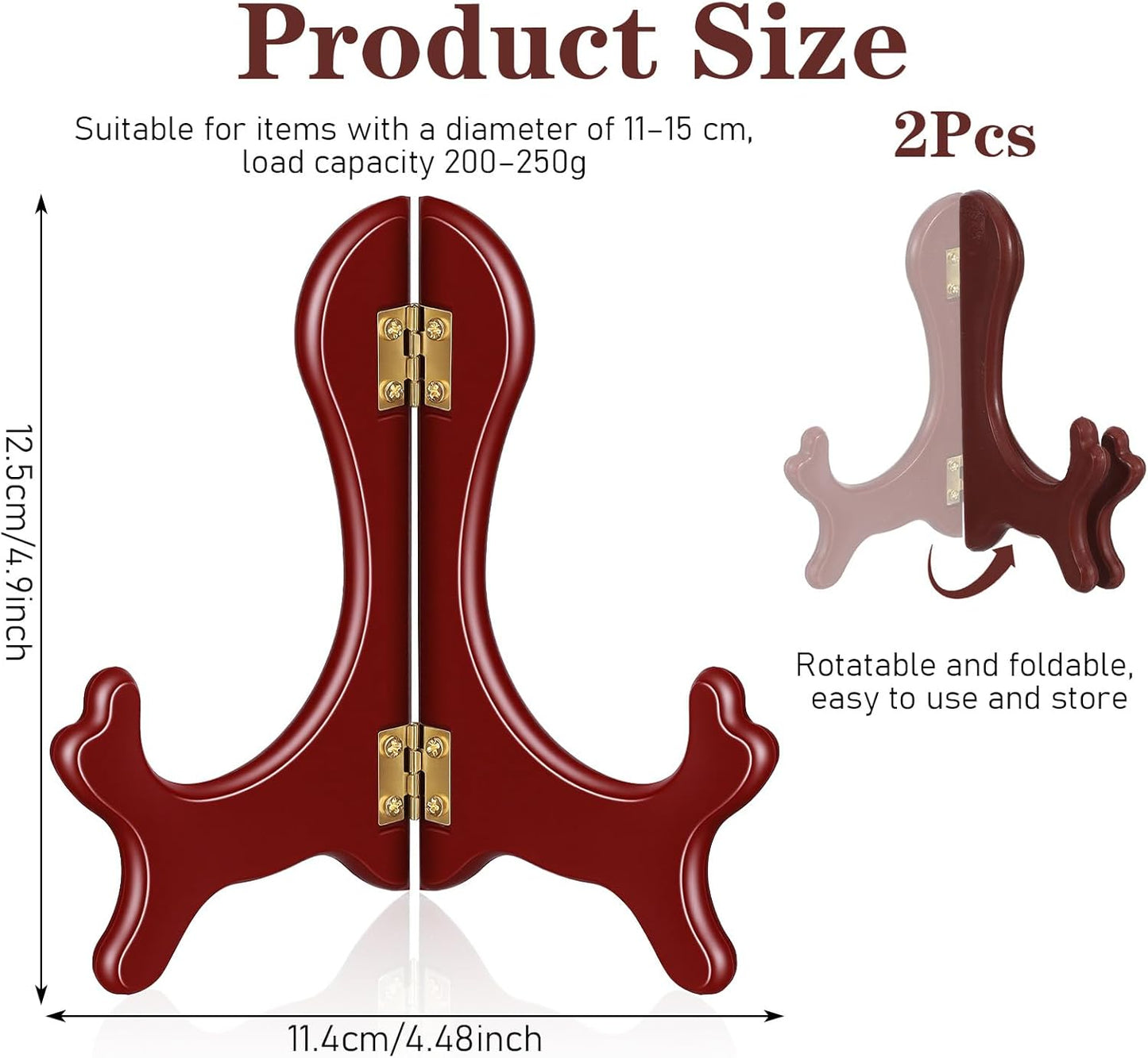 2Pcs Easel Plate Holder, Brown Displays, Frames Photo Holder Stands for Decorative Picture Frame