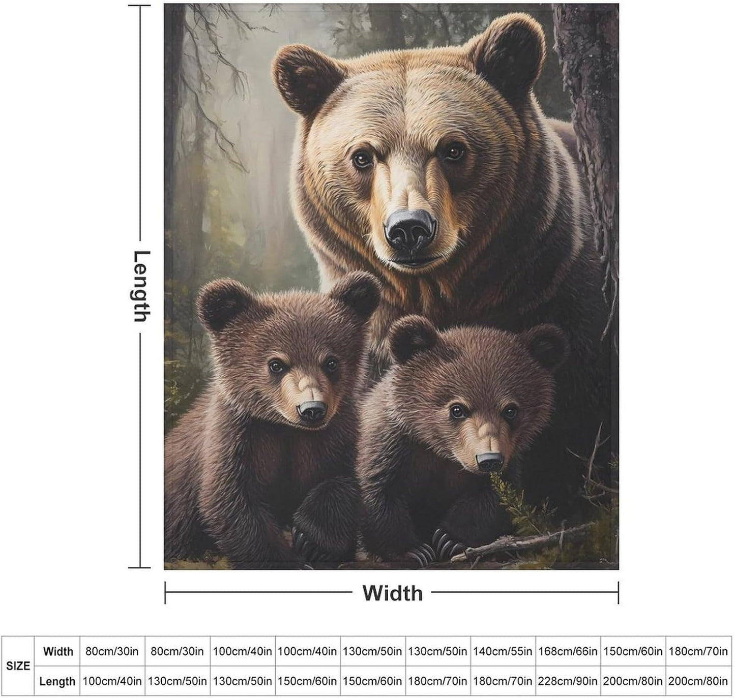 Bear Family Throw Blanket for Couch Bed Plush Cozy Fuzzy Flannel Blanket for All Season 40"x50"