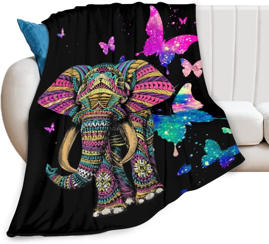 Elephant Throw Blanket Fuzzy, Elephant Gifts for Women Men Girls Boys Kids, Soft Cozy Fleece Blanket Warm Flannel Throws for Couch Sofa Bed Living Room