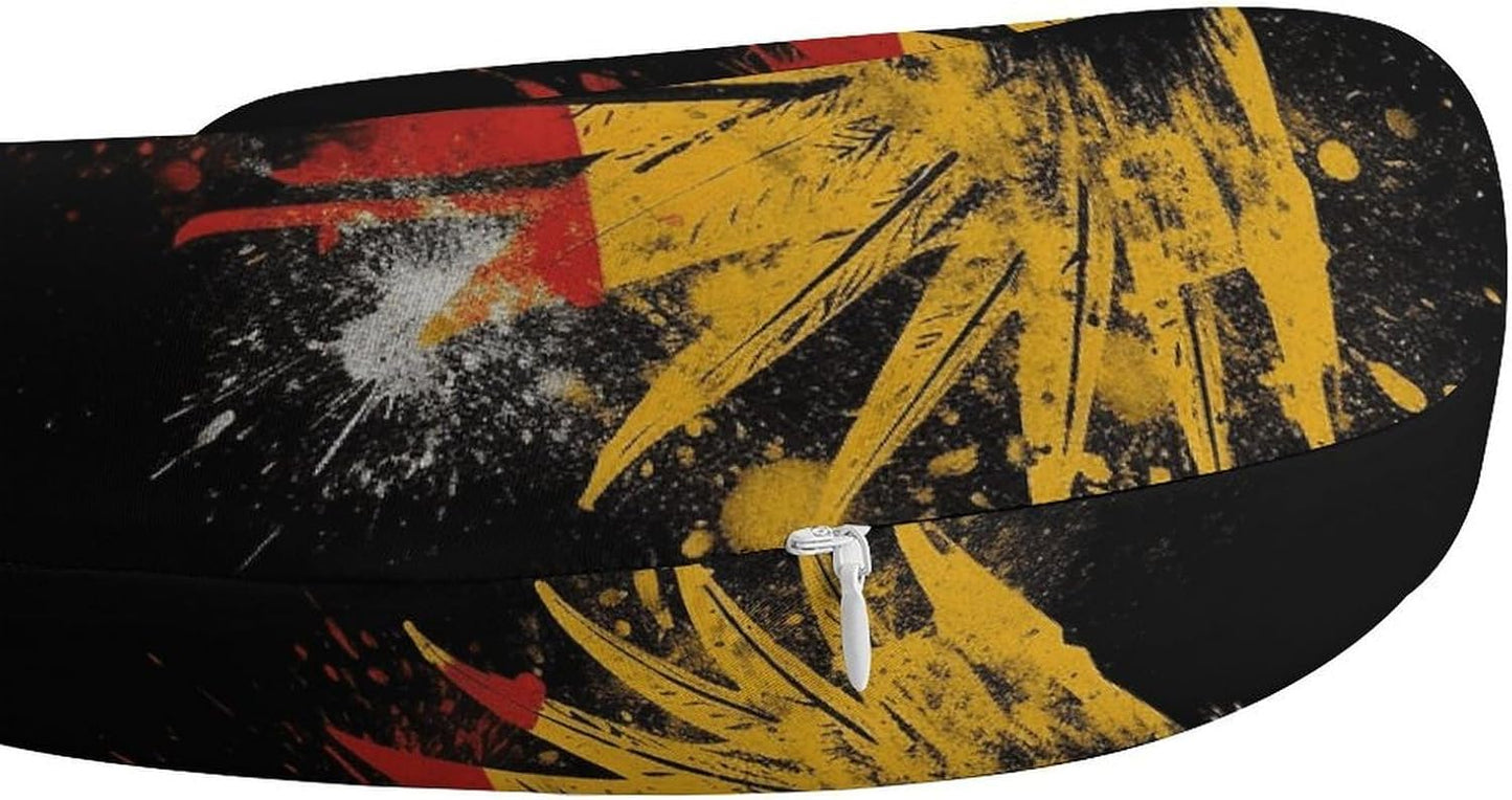 Germany Flag Eagle Neck Pillow Memory Foam U Shaped Pillows Portable Pillows for Shoulder Travel Head Support Pillow with Concealed Zipper for Airplane Car Home Office
