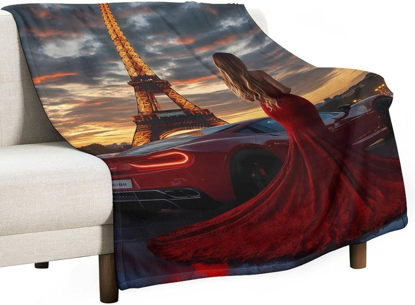 Paris Eiffel Tower Women Throw Blanket for Couch Bed Plush Cozy Fuzzy Flannel Blanket for All Season 60"x80"