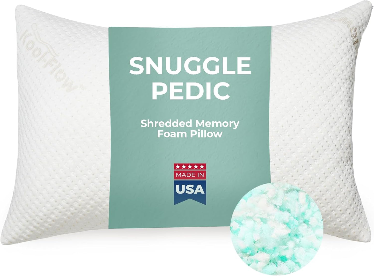 Snuggle-Pedic Travel Shredded Memory Foam Support Pillow - Compact Cooling Ergonomic Design for Side Sleepers, Pregnancy, Post-Surgery, Neck and Lumbar Support - Lightweight & Washable - USA Quality