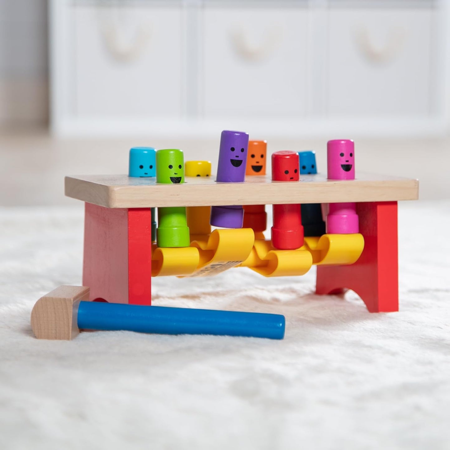 Melissa & Doug Deluxe Pounding Bench Wooden Preschool Learning Toy with Mallet