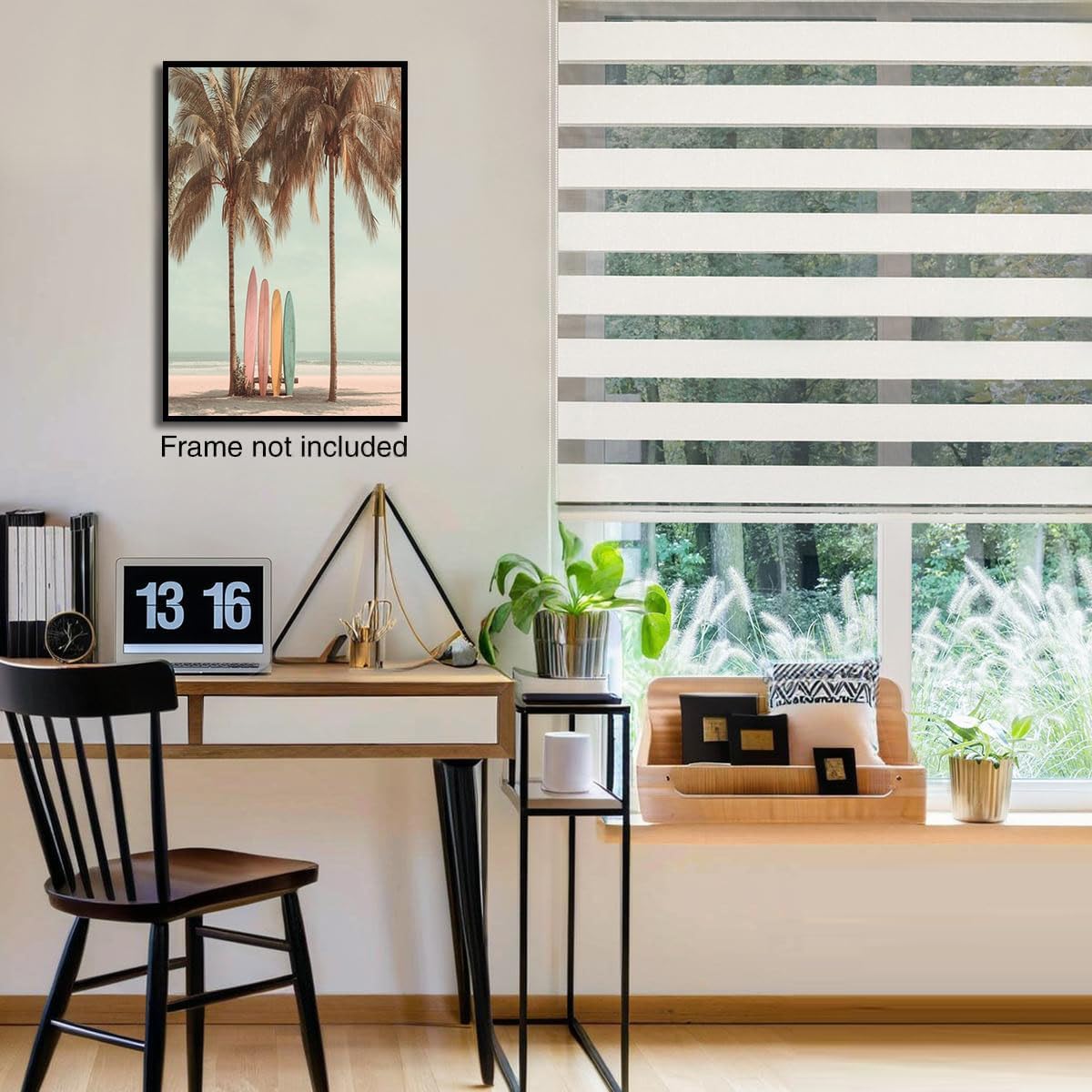 GDJSMIN Beach Landscape Wall Art, Green Palm Tree Elements Poster For Reading Room Living Room Decor 16X 24 Inch Unframed