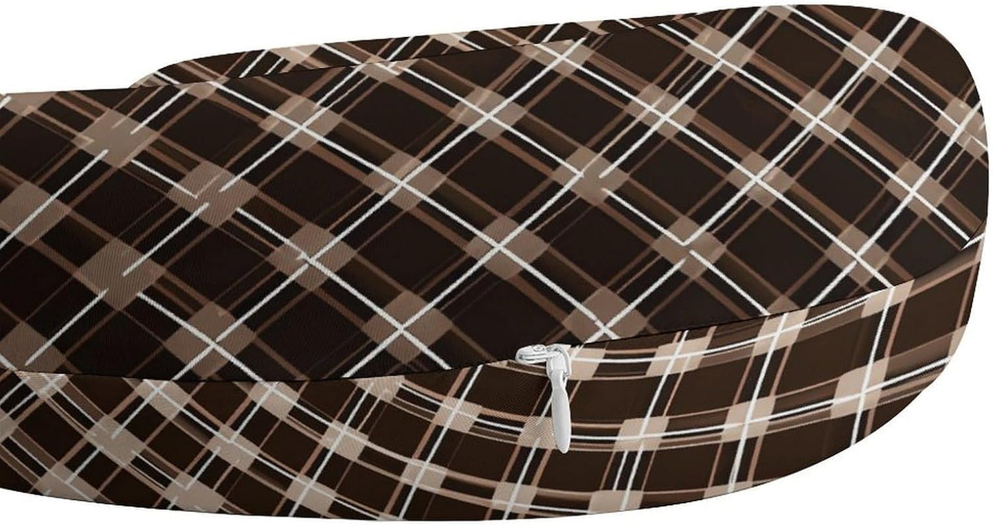 Brown and White Neck Pillow Memory Foam U Shaped Pillows Portable Pillows for Shoulder Travel Head Support Pillow with Concealed Zipper for Airplane Car Home Office