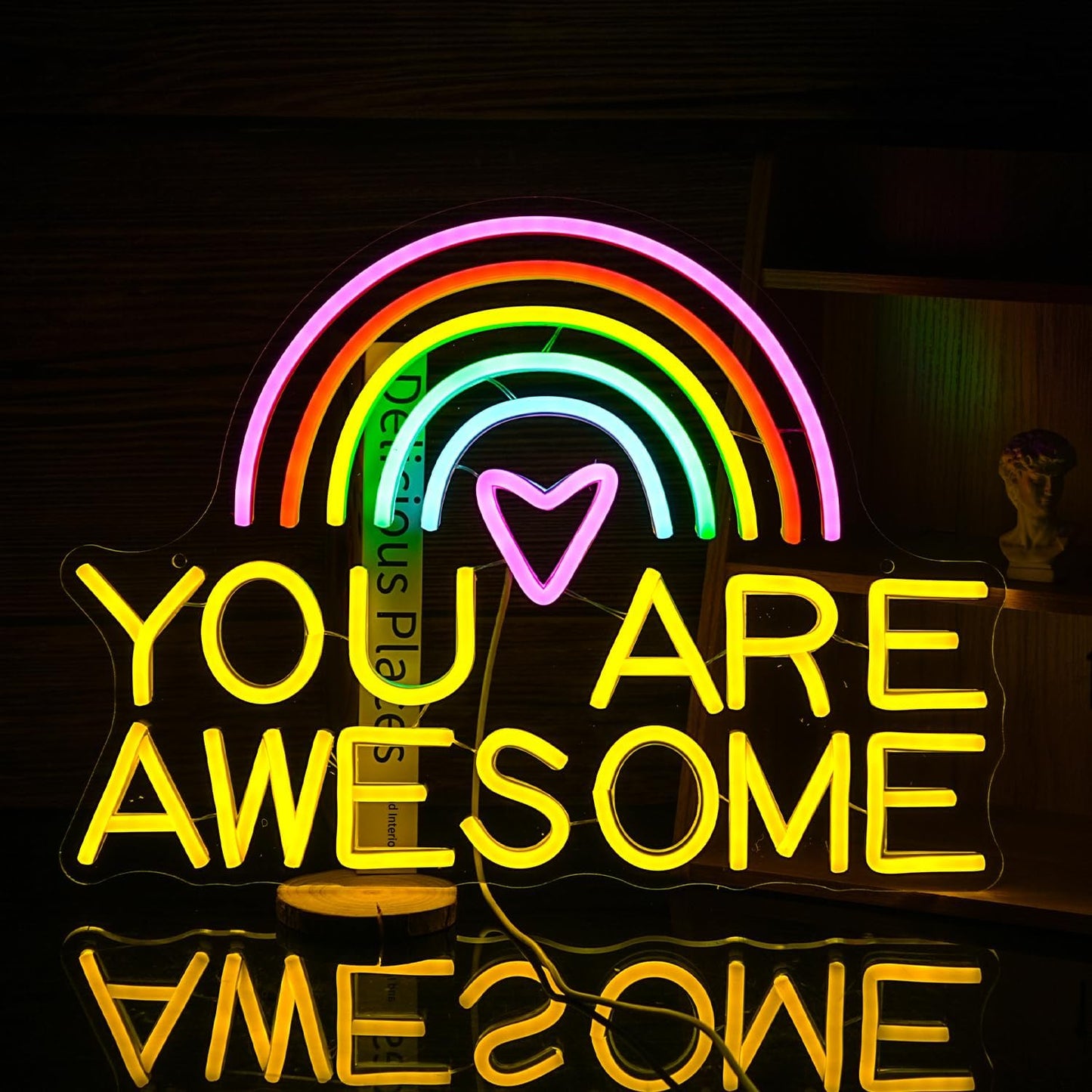 You Are Awesome Neon Sign USB Power Led Rainbow Light Up Sign for Wall Decor Dimmable You Are Awesome Neon Light for Classroom Living Room Kids Room Wedding Birthday Party Bar