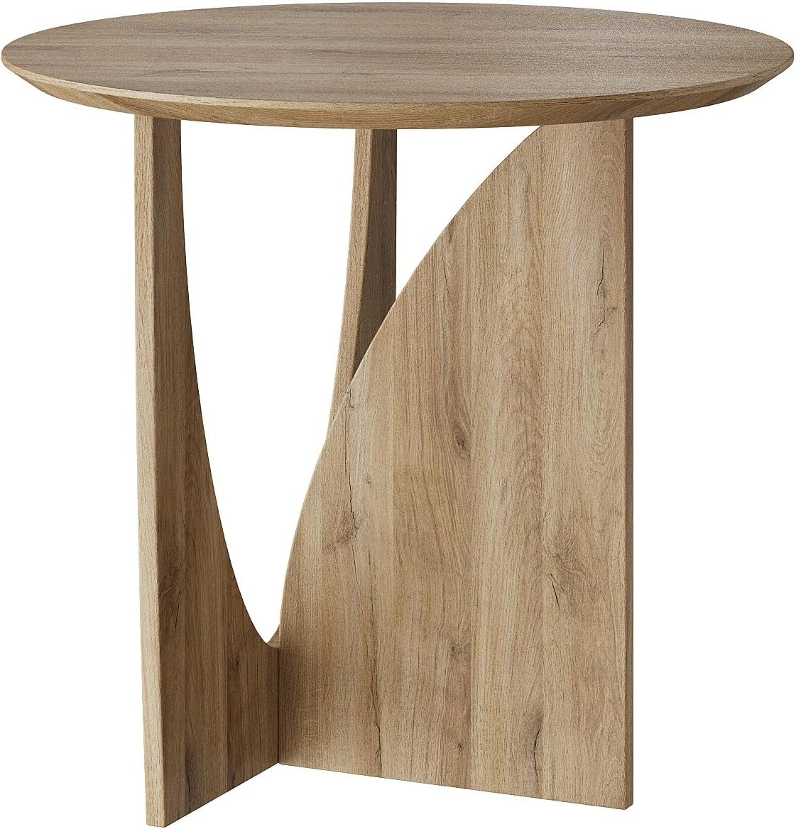 Round Side Table — Modern End Table with Oak Veneer, Natural Finish