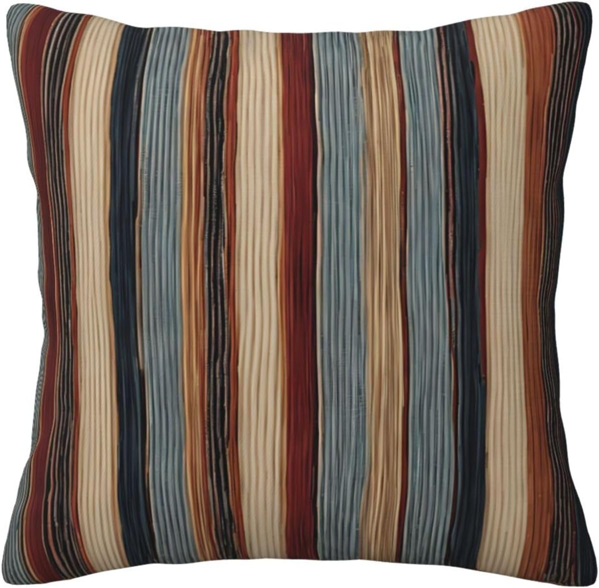 All-Season Square Pillow Covers 18"X18", Colorful Stripes, Decorative Throw Pillow Covers for Sofa Bed Couch, Hidden Zipper Cushion Cover, Square Lumbar & Accent Pillowcases for Home Decor