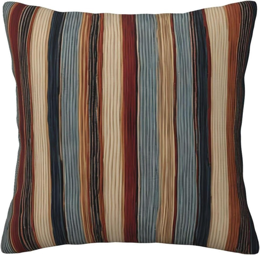 All-Season Square Pillow Covers 18"X18", Colorful Stripes, Decorative Throw Pillow Covers for Sofa Bed Couch, Hidden Zipper Cushion Cover, Square Lumbar & Accent Pillowcases for Home Decor