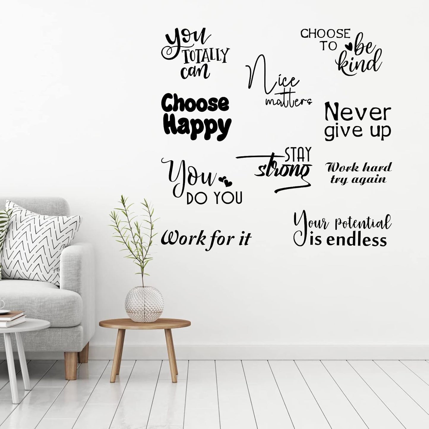 10 Pcs Inspirational Wall Decals Peel and Stick Vinyl Positive Quotes Wall Decor Removable Waterproof Motivational Window Stickers for Bedroom Office School Classroom Living Room Bathroom