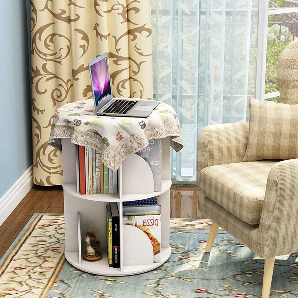 360° Rotating Bookshelf with Wheels Stackable Floor Standing Bookcase Book Organizer Storage Shelves Rack for Kids Room Multi-Layer Storage Rack