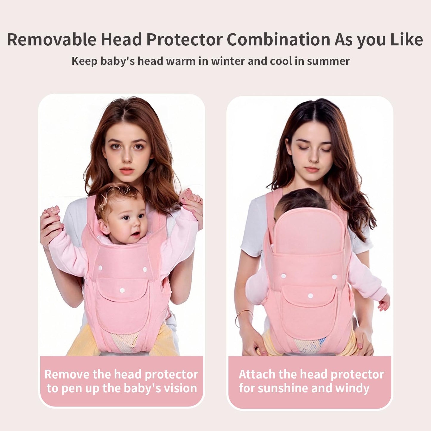KIYUMI Baby Sling Carrier Portable Newborn Toddler,Child Infant Baby Carrier-Child Carrier Sling,Lightweight & Breathabl Hip 4 in 1 Carry,Pink