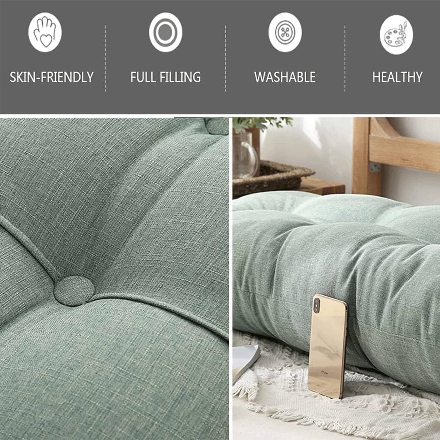 Triangular Positioning Heighten Support Reading Cushion Never Collapse Cushions for Sofa Bed Headboard Upholstered with Removable Cover(Size:39x25.6/100x65cm,Color:C)