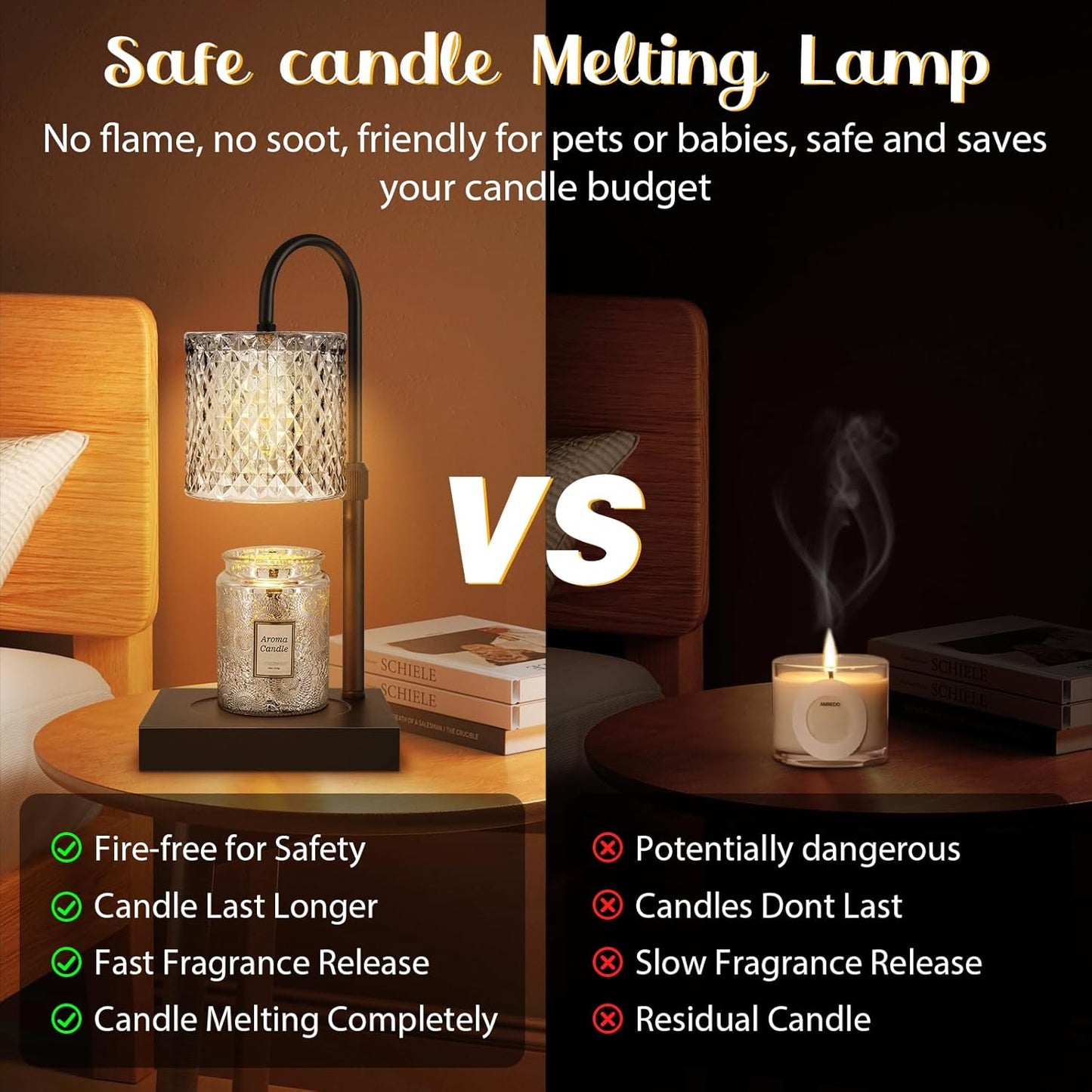 Candle Warmer Lamp, Adjustable Candle Lamp Warmer with Timer, Mothers Day Gifts for Mom, Home Decor Dimmable Wax Warmer Lamp for Scented Wax, Black