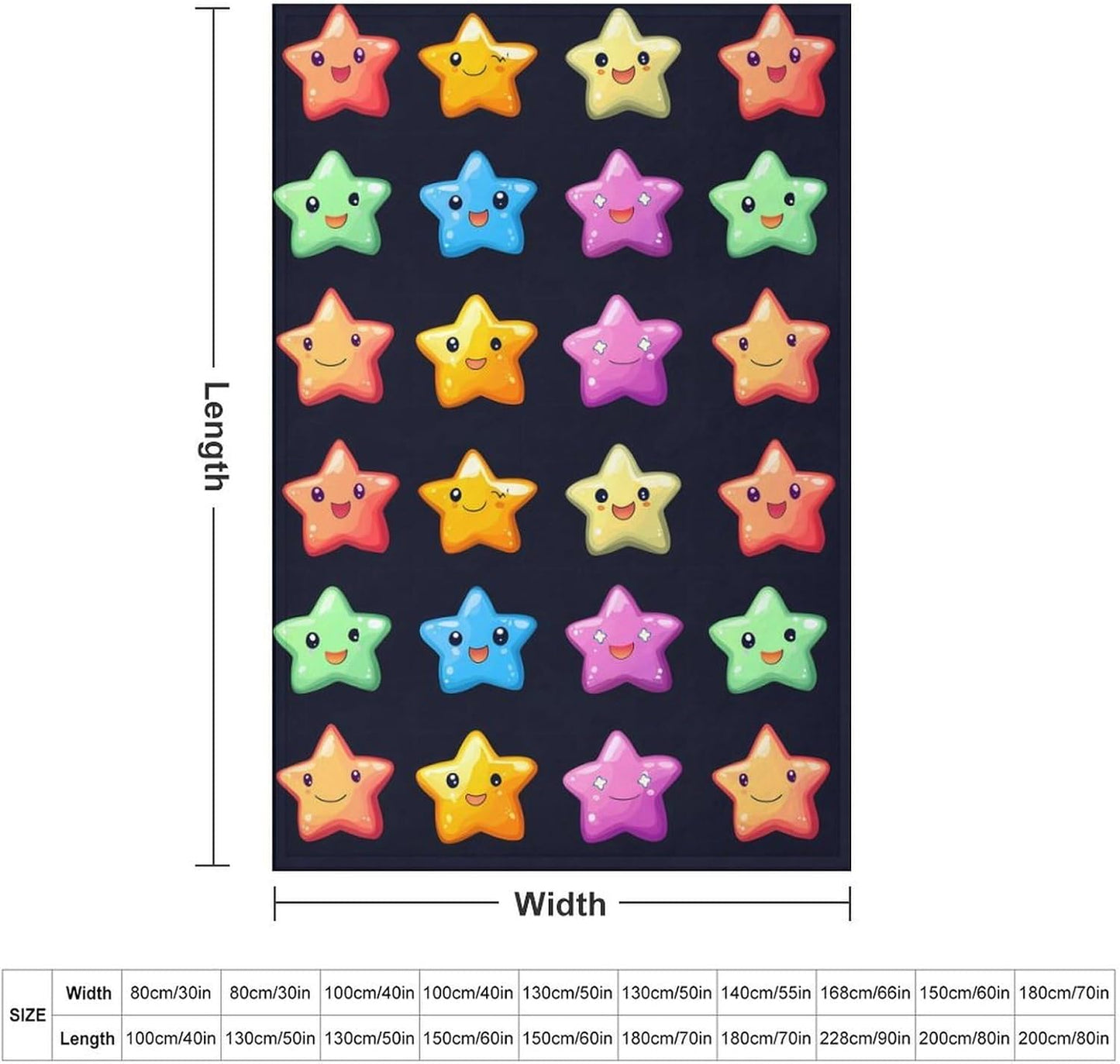 Colorful Stars Throw Blanket for Couch Bed Plush Cozy Fuzzy Flannel Blanket for All Season 40"x60"