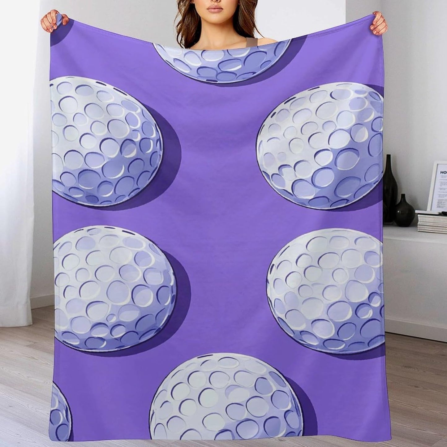 Golf Ball Throw Blanket for Couch Bed Plush Cozy Fuzzy Flannel Blanket for All Season 66"x90"