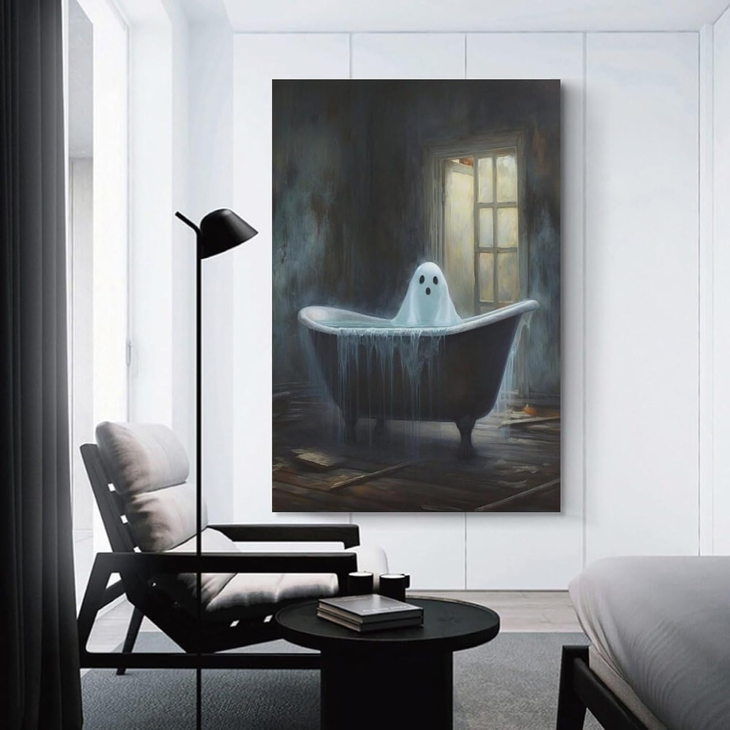 Dark Funny Ghost Bathroom Reading Halloween Classic Movie Posters At Room Aesthetic Posters Cool Artwork Wall Art Home Decor Gift Ideas (2) Canvas Art Poster And Wall Art Picture Print Modern Family B