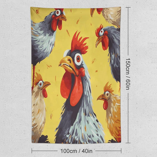 FodPand Art Chicken Painting Tapestry Anti-fading Wall Tapestry with Installation Kit Backdrop Banner Multipurpose Aesthetic Tapestries Boho Wall Art Hanging Decorative Blanket 40"x60"