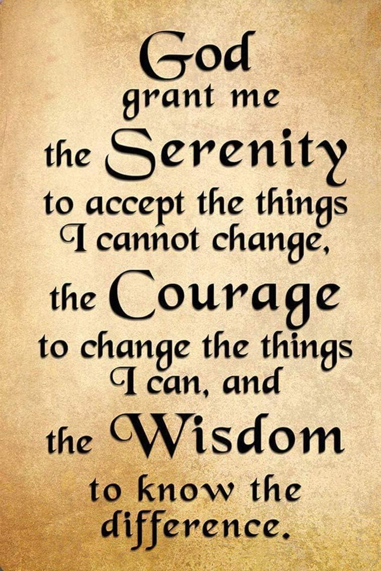 Sign God Serenity Prayer Positive Inspiring Quote Vintage Retro Tin Metal Decor Sign Home Wall Decor 8x12 by PaBoe