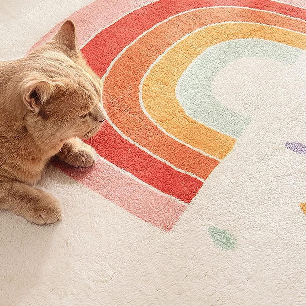LIULA Round Kids Playroom Rug - Soft Alphabet Nursery Rug for Bedroom - Playtime Collection, Learning & Game Carpet for Classroom, Best Shower Gift for Infant Toddlers (Round 31.5", Rainbow's Home)