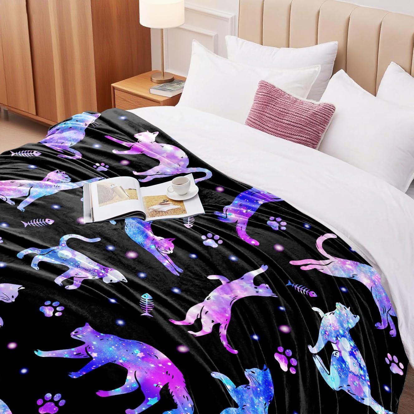 Cat Blanket Gifts for Cat Lover Soft Warm Flannel Cats Throw Blanket Stuff Gifts for Girls Women Kids Adults 50"X 40"