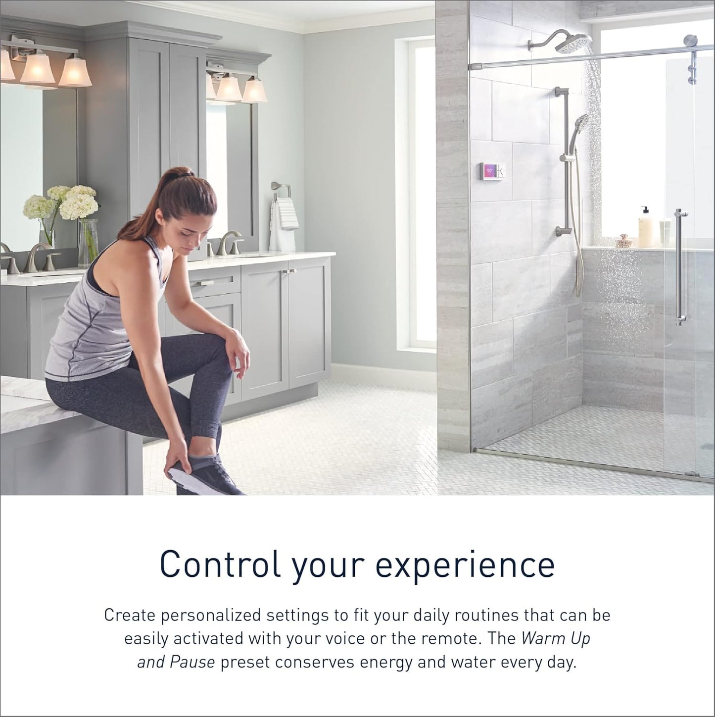 Moen Terra Beige Smart Shower 2-Outlet Digital Water System Controller for Thermostatic Shower Valve, TS3302TB