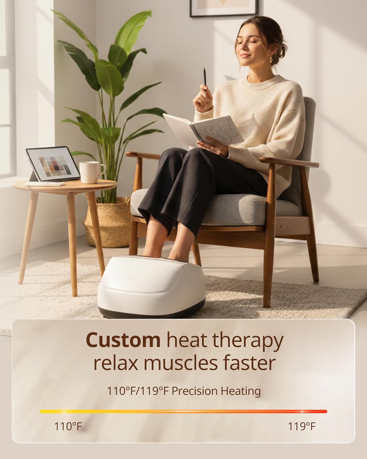 4-in-1 Shiatsu Foot Massager with Heat, Deep Kneading, Air Compression, Vibration, FSA Eligible, HSA Eligible for Neuropathy, Plantar Fasciitis, Pain Relief, Gift for Women & Men Size Up to 14