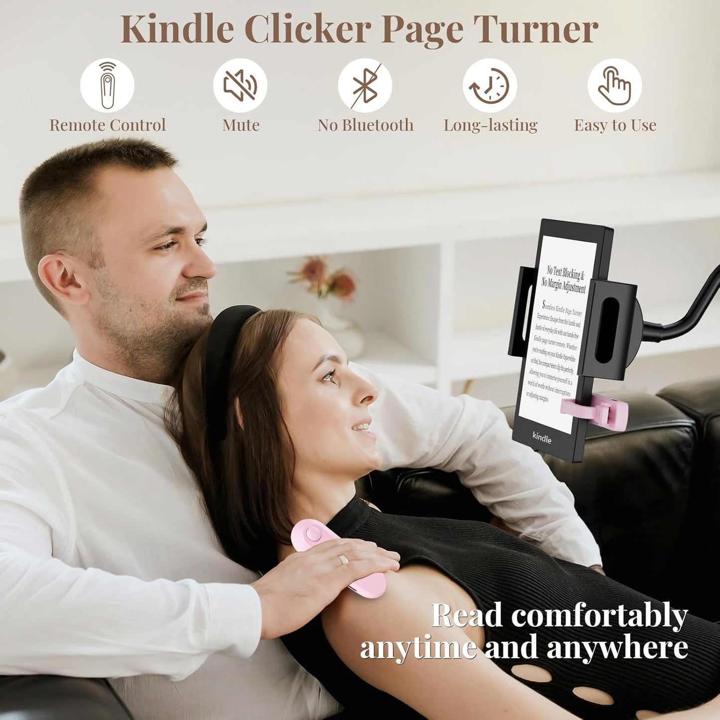 Kindle Page Turner with Dust Plug Charm, Remote Control Page Turner for Kindle Paperwhite Oasis EReaders Kobo,Tablets Reading Novels Camera Record & Shutter Selfie-Quiet Reading & Unobstructed Screen