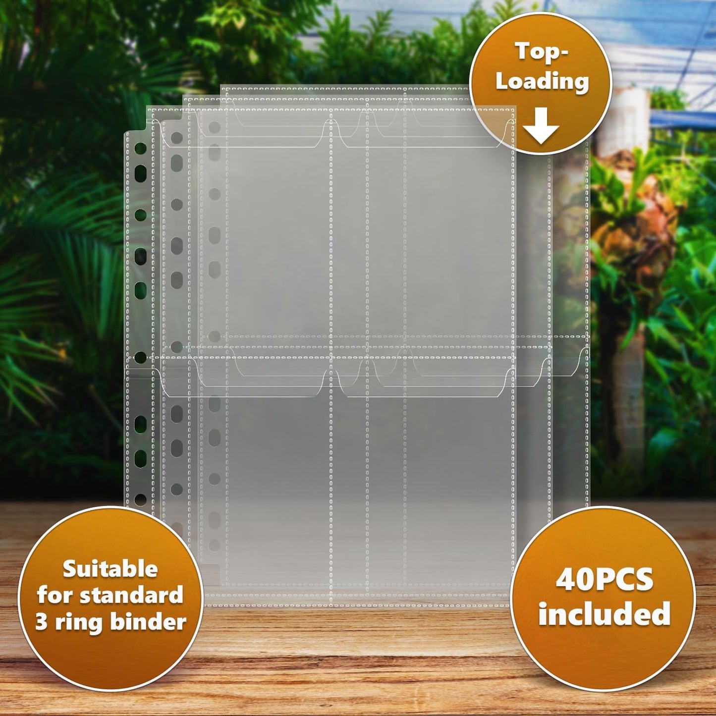 120 Pockets Spill-Proof Top Closure Seed Storage Organizer Sleeves (40 Pack) Heavy Duty 4 Pocket Garden Seed Organizer, Slot Size 3.5x5 Clear Sleeves for Seed Packet Storage, Seed Keeper, Seed Binder