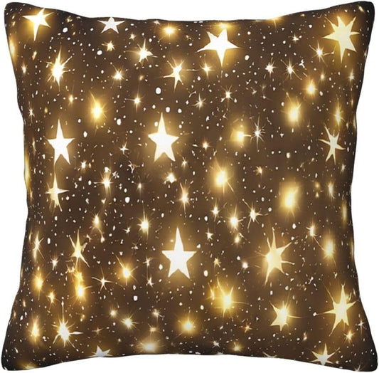 All-Season Square Pillow Covers 18"X18", Gold Bling, Decorative Throw Pillow Covers for Sofa Bed Couch, Hidden Zipper Cushion Cover, Square Lumbar & Accent Pillowcases for Home Decor