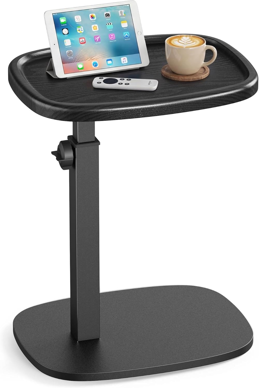 VASAGLE Couch Table, C-Shaped Sofa Side End Table, Bedside Table, Adjustable Height, for Small Spaces, 11.8 x 15.7 x 27.2 Inches, for Living Room, Bedroom, Ink Black ULET363B101