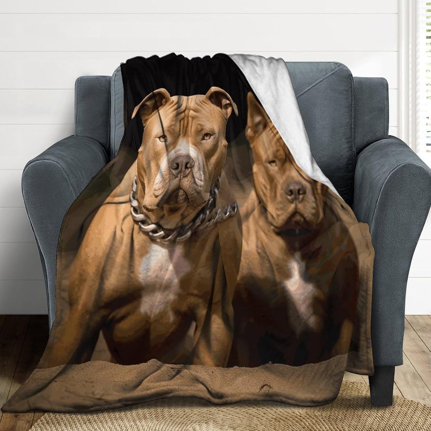Pitbull Dogs Blanket Super Soft Lightweight Throw Blanket Cute Cozy Warm Bed Blanket Decorative Fuzzy Blanket All-Season Home Decor Gift for Sofa Couch Living Room 50"*60"（130 * 150cm）