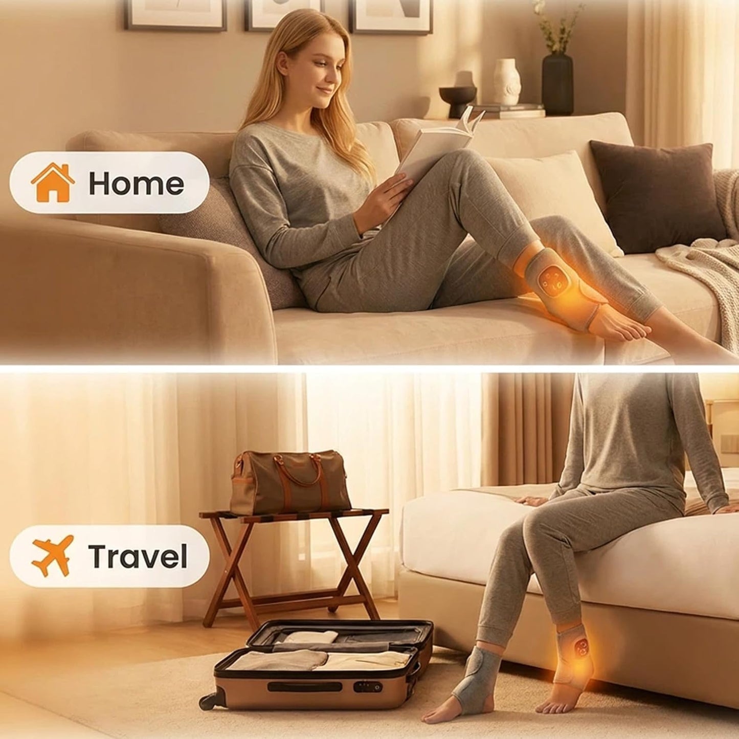 Cordless Foot Massager with Heat, Adjustable Heated Ankle Wrap, 4 High Heat Levels, 3 Strong Vibration Modes, Long Battery Life, Quiet Wireless Heating Pad for Pain Relief, Plantar Fasciitis
