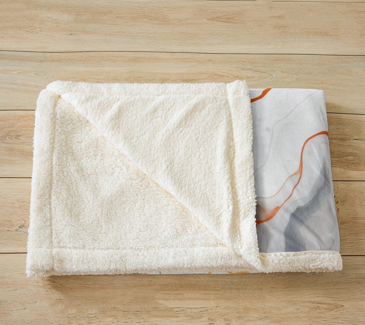 Feelyou Orange Grey White Marble Grain Plush Blanket Gradient Marble Texture Fleece Throw Blanket for Boys Girls Marble Sherpa Blanket Ink Fluid Art Fuzzy Blanket for Sofa Bed Couch,Throw 50x60 Inches