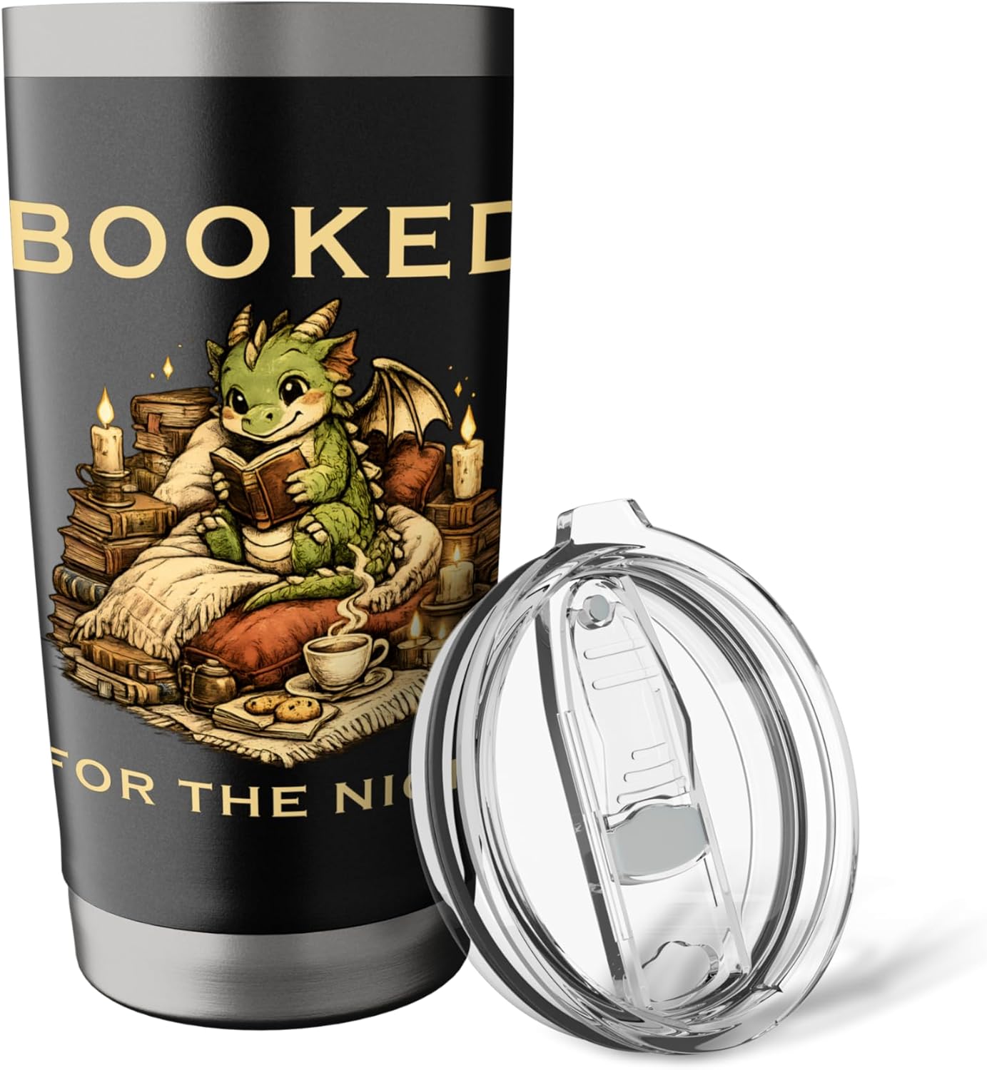 Booked For The Night Dragon Book Reader Stainless Steel Insulated Tumbler