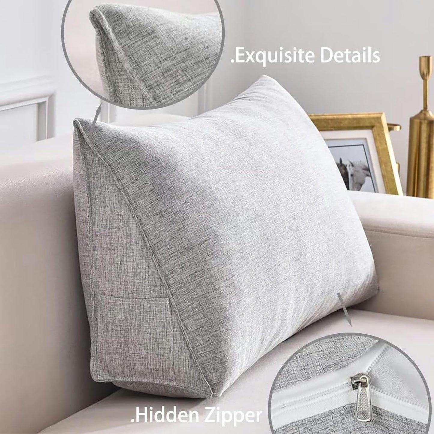 Daybed Pillow Wedge Headboard Pillow Triangular Rest Wedge Reading Pillows for Sofa Bed Support Bolster Upholstered Backrest Positioning Lumbar Cushion