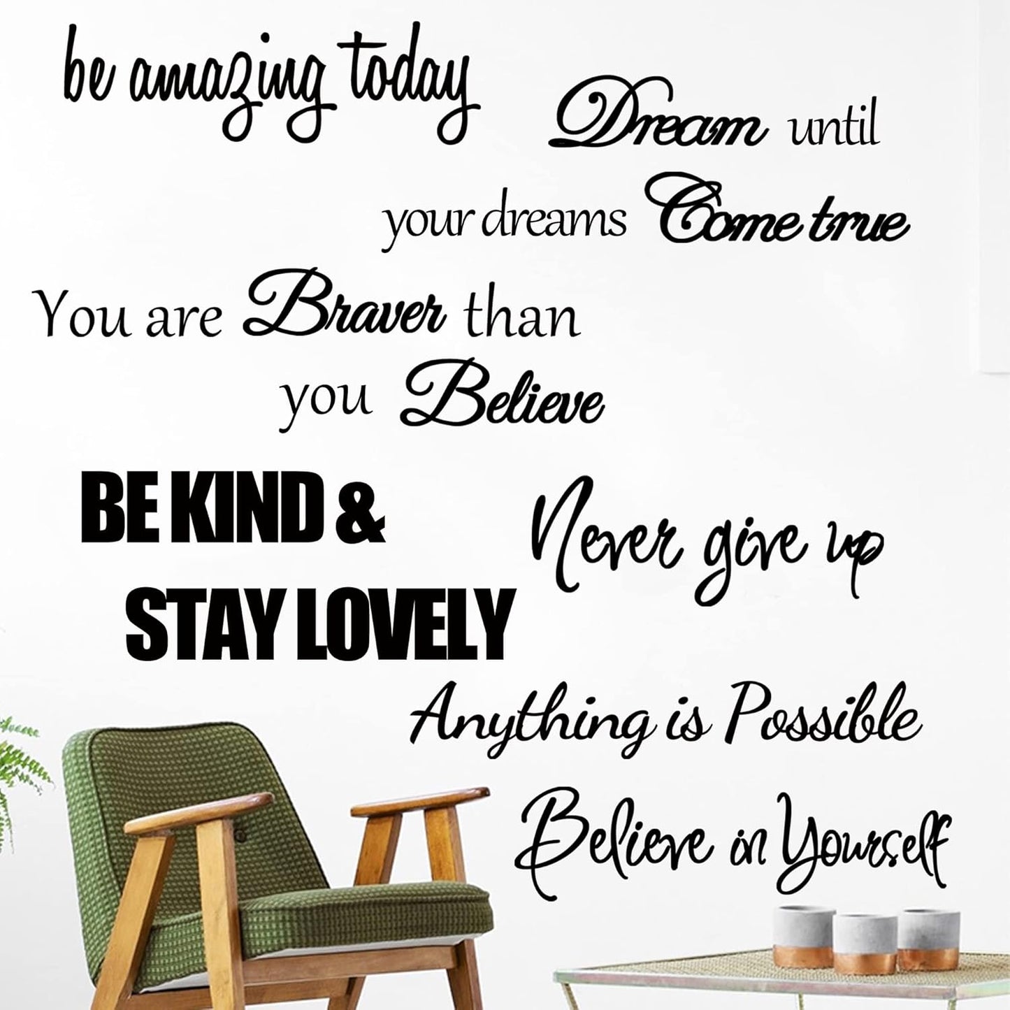 Inspirational Quotes & Motivational Sayings Wall Decals - Vinyl Positive Word Wall Stickers for Woman, Girls & Living Room Decor