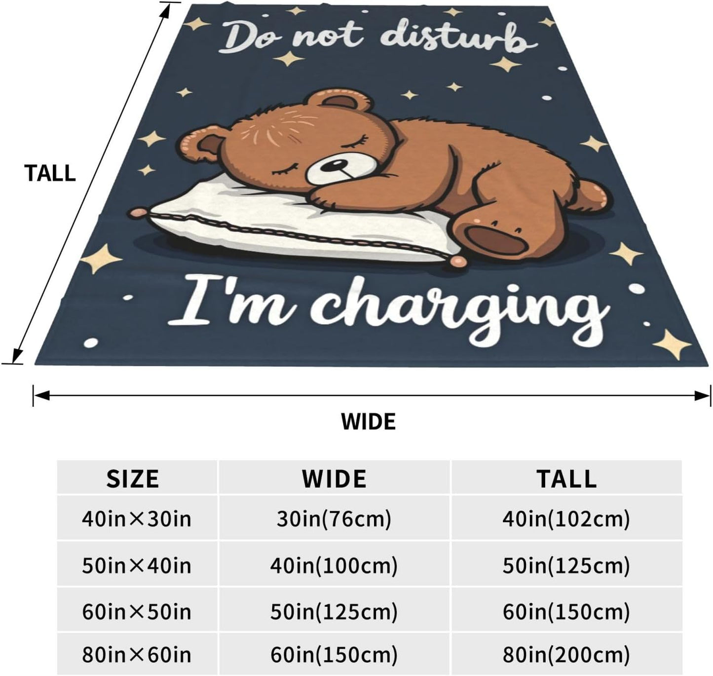Cute Bear Throw Blanket, Bear Lovers Gifts Blanket, for Couch, Bed, Travel & Outdoor, Cozy Fluffy Fuzzy Blankets for Women Men 50"x40"