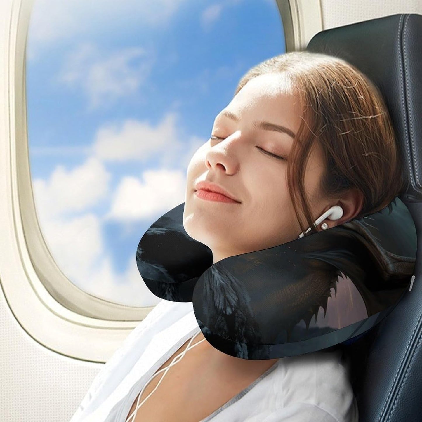 Cool Dragon Neck Pillow Memory Foam U Shaped Pillows Portable Pillows for Shoulder Travel Head Support Pillow with Concealed Zipper for Airplane Car Home Office