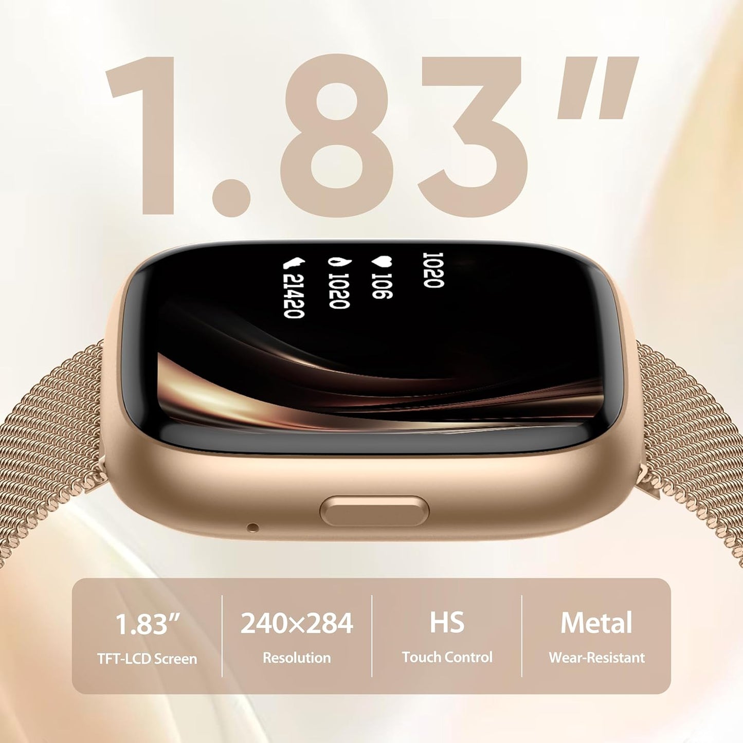 Smart Watch for Women with Alexa Built-in, 1.83" HD Touchscreen Fitness Tracker with Bluetooth Calls, Heart Rate/Sleep Monitor, 120+ Sports Fitness Watch, IP68 Waterproof Smartwatch for Android iOS