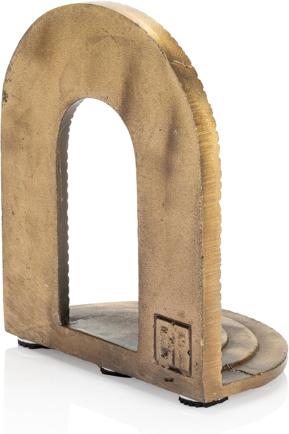 CRAFTSMAN ROAD Cast Iron Brick Arch Bookends Set, Antique Brass Book Ends, 2 Decorative Book Holders for Shelves or Bookcase, Stylish Brass, Non-Skid Anti-Slip Heavy Duty, Home Décor Gift