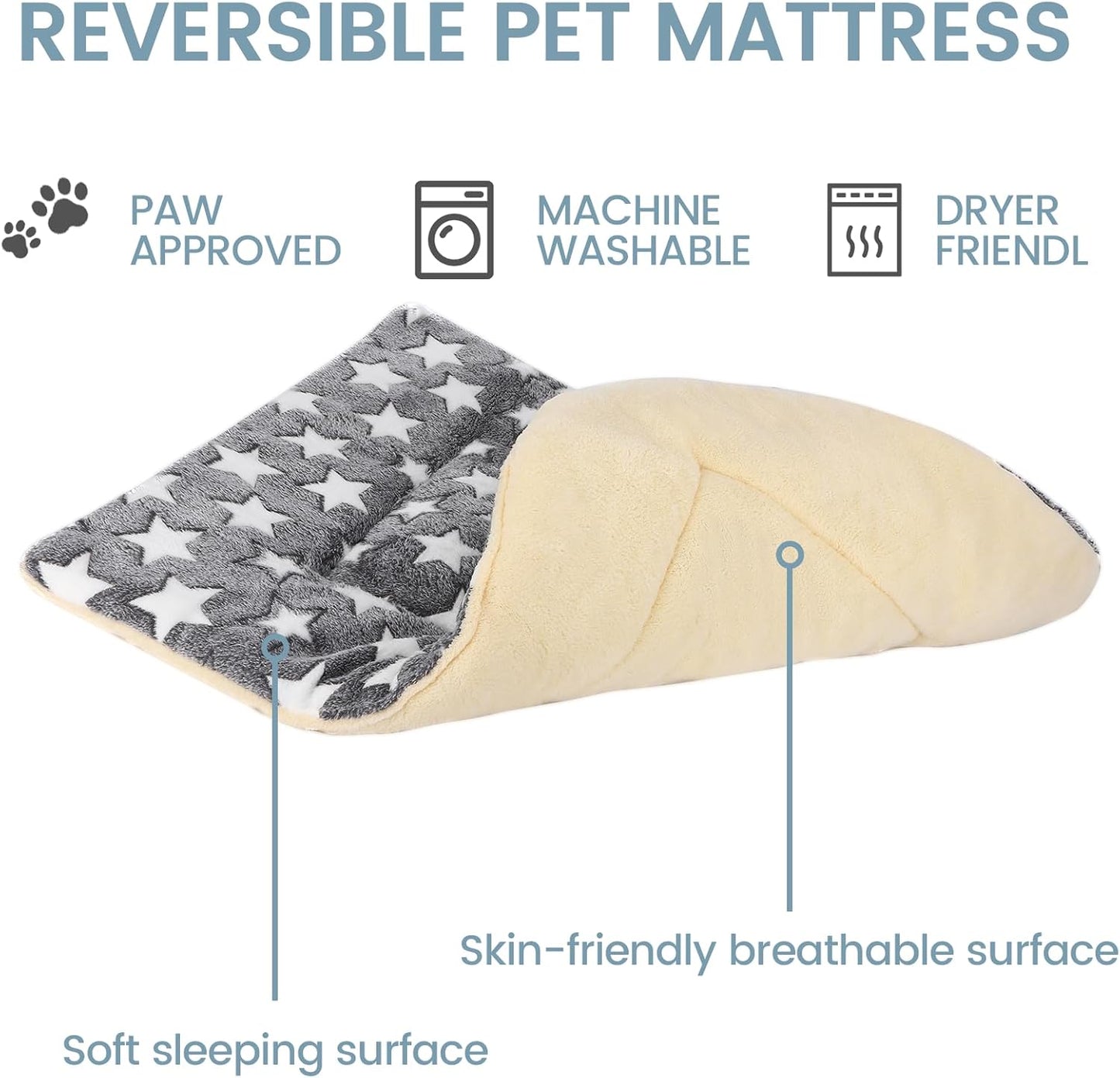 Dog Bed mat Pet mat Dog Box mat Machine Washable Grey (33x23x1.5in)