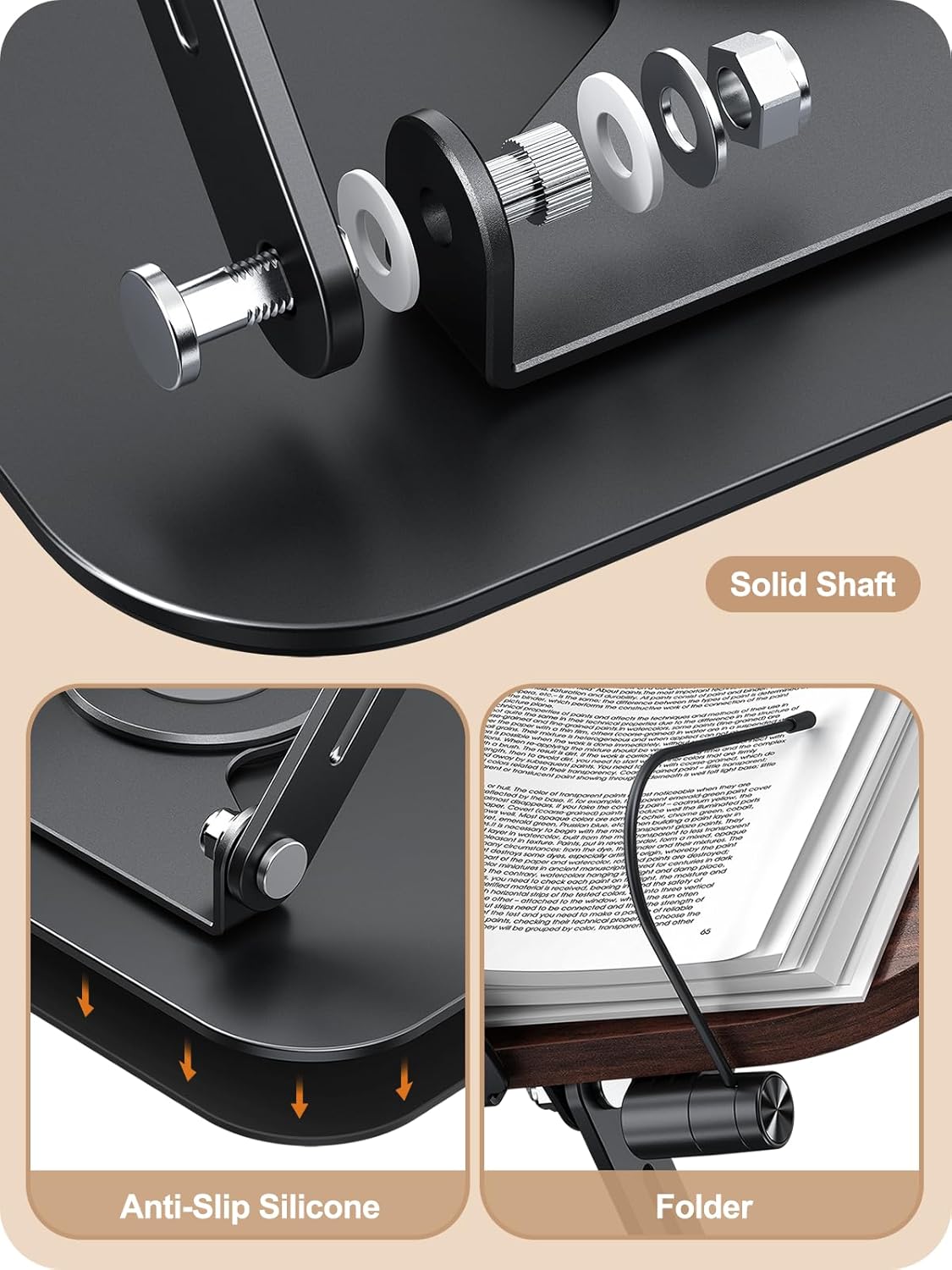 Book Stand for Reading, 360° Adjustable Book Holder, Foldable Book Holder Stand, Cookbook Stand, Textbook Stand, Bible Stand, Music Scores Stand, Laptop Stand, Tablet Stand