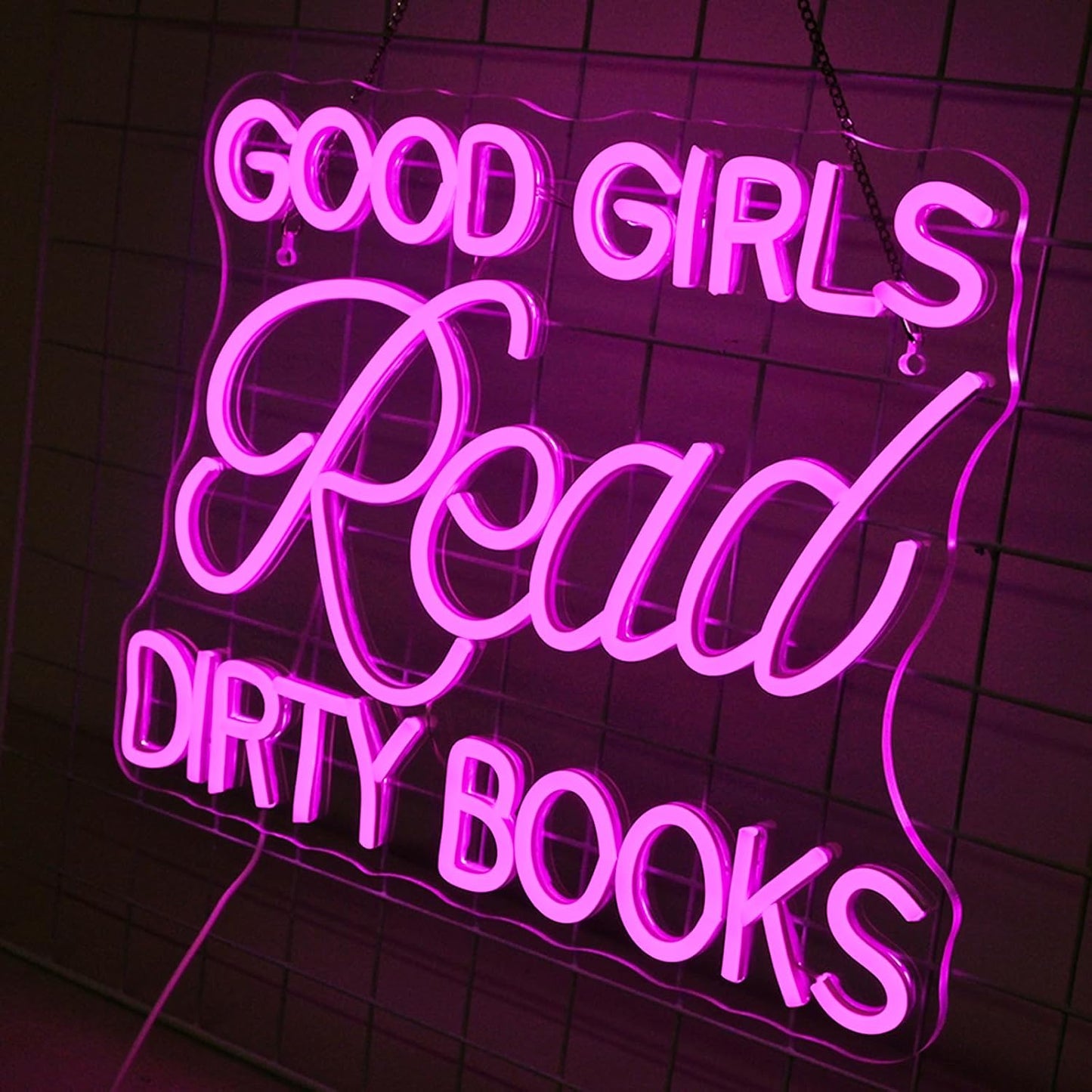 LED Neon Sign for Wall Decor Good Girls Read Dirty Books Neon Light USB Powered Dimmable for Home Book Party Gift Bedroom Book Lover Home Library