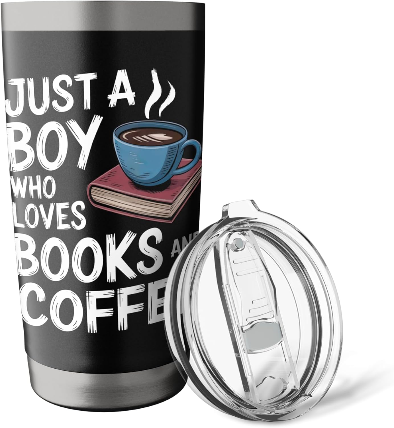 Just a Boy Who Loves Books Coffee Bookworm Book Reader Stainless Steel Insulated Tumbler