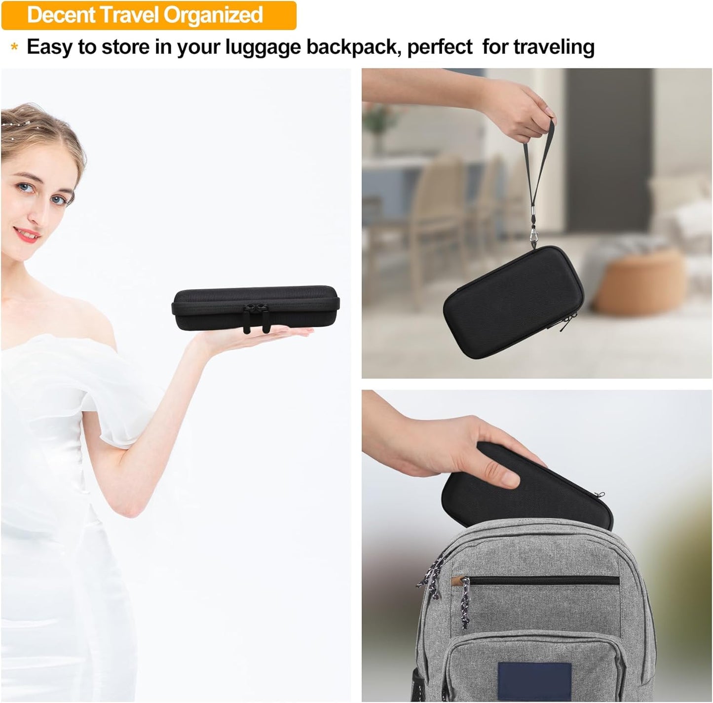 Elonbo 3D Pen Carrying Case for 3Doodler Flow 3D Printing Pen for Teens, Extra Mesh Pocket Fits Plastic Filament Adapter, Black (Case Only !)